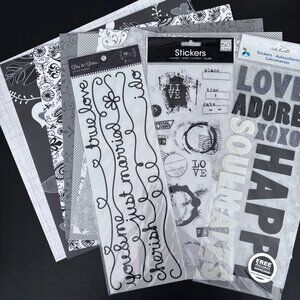 Love & Marriage - Black & White Scrapbooking Bundle of Paper and Stickers